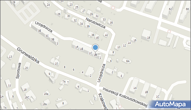 Jaworzno, Urzędnicza, 1B, mapa Jaworzno
