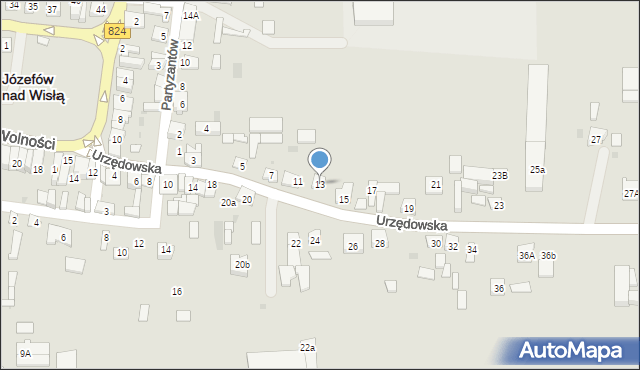 Józefów nad Wisłą, Urzędowska, 13, mapa Józefów nad Wisłą