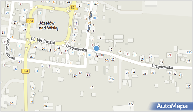 Józefów nad Wisłą, Urzędowska, 14, mapa Józefów nad Wisłą