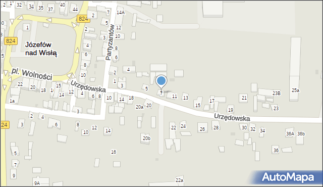 Józefów nad Wisłą, Urzędowska, 7, mapa Józefów nad Wisłą