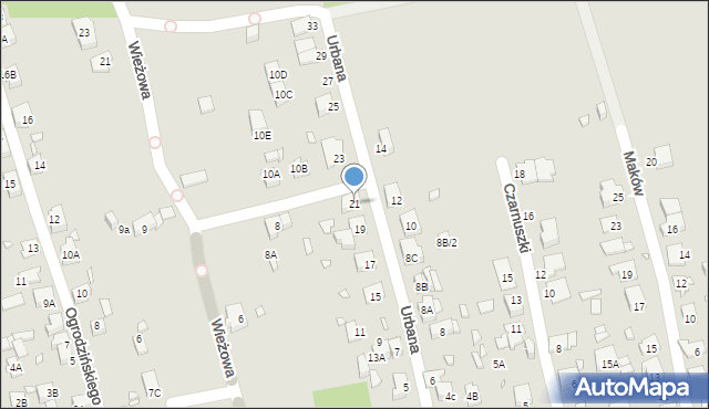 Katowice, Urbana Rafała, 21, mapa Katowic