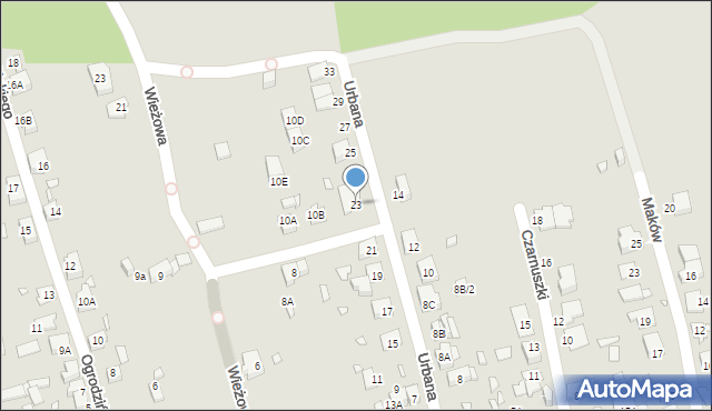 Katowice, Urbana Rafała, 23, mapa Katowic