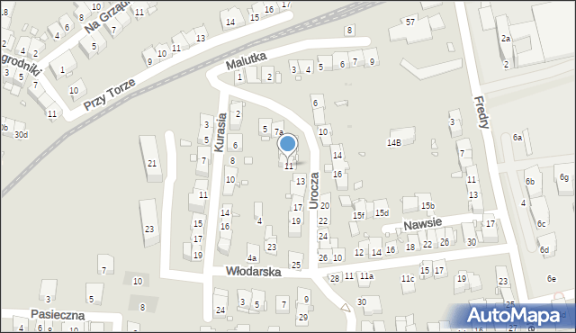 Kraków, Urocza, 11, mapa Krakowa