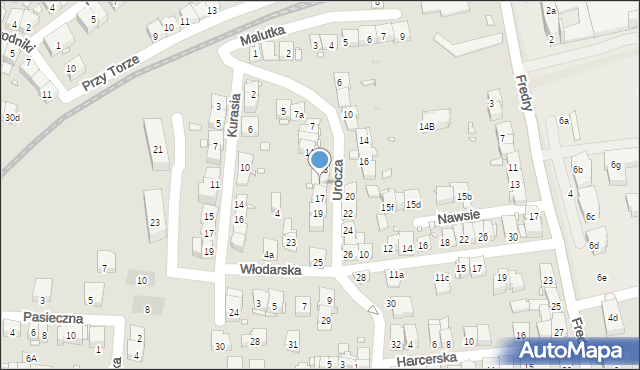 Kraków, Urocza, 15, mapa Krakowa