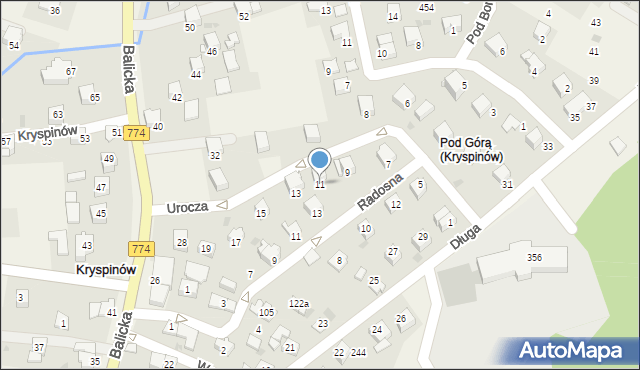 Kryspinów, Urocza, 11, mapa Kryspinów