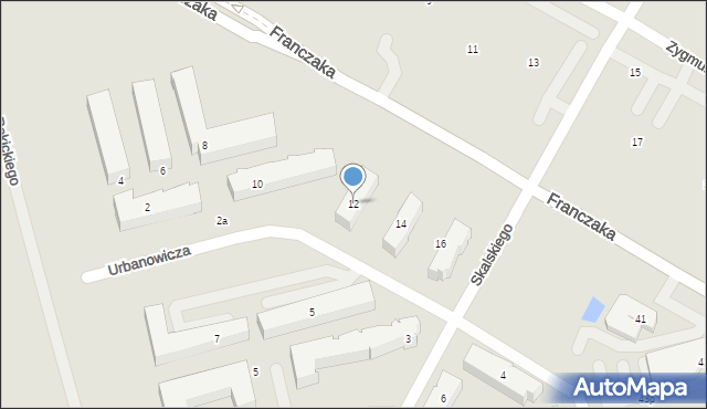 Lublin, Urbanowicza Witolda, gen., 12, mapa Lublina