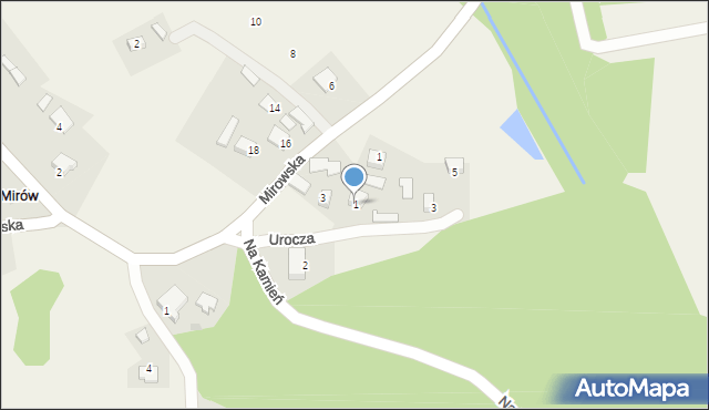 Mirów, Urocza, 1, mapa Mirów