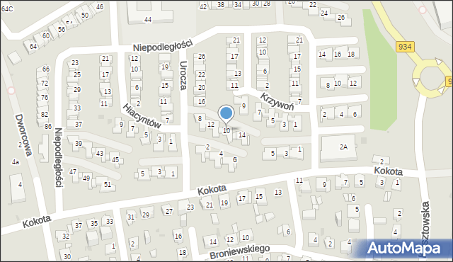 Mysłowice, Urocza, 10, mapa Mysłowice