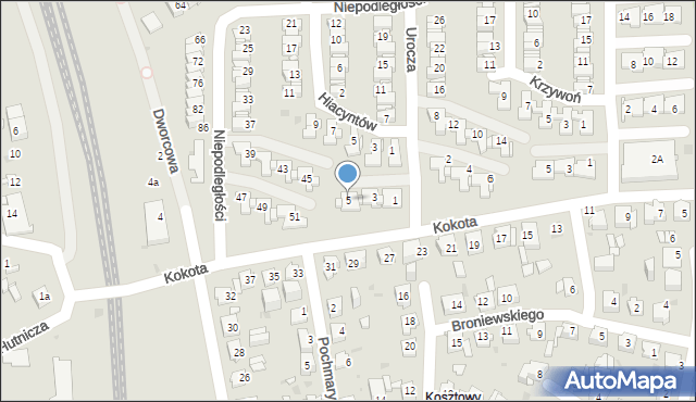 Mysłowice, Urocza, 5, mapa Mysłowice