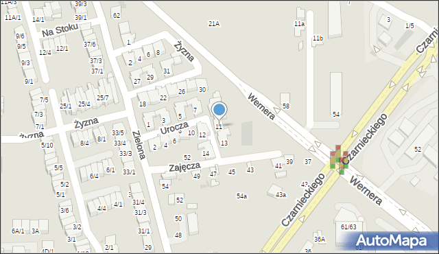 Radom, Urocza, 11, mapa Radomia