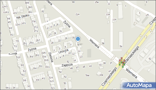 Radom, Urocza, 9, mapa Radomia