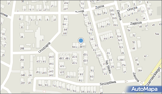 Radom, Urodzajna, 3A, mapa Radomia