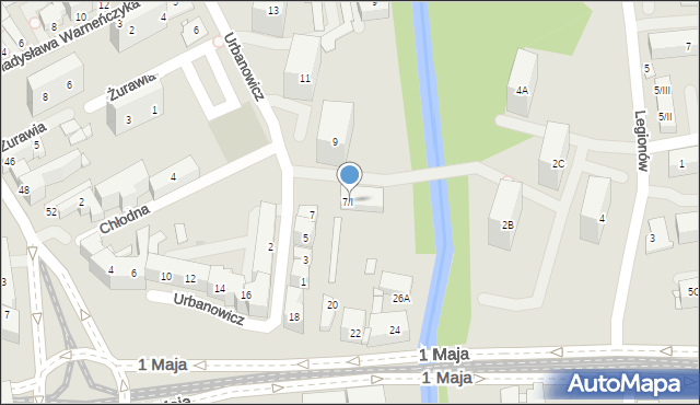 Sosnowiec, Urbanowicz Anieli, 7/I, mapa Sosnowca