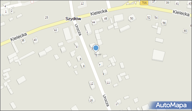 Szydłów, Urocza, 5, mapa Szydłów