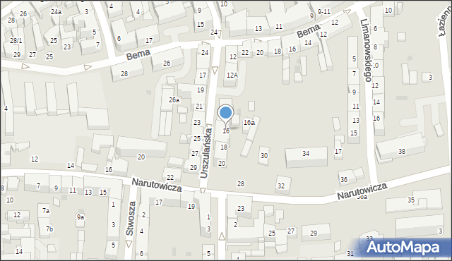Tarnów, Urszulańska, 16, mapa Tarnów