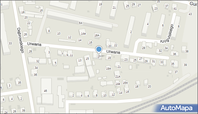 Tarnów, Urwana, 17, mapa Tarnów