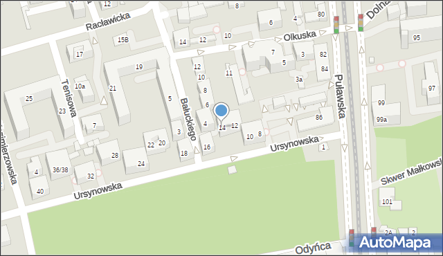 Warszawa, Ursynowska, 14, mapa Warszawy