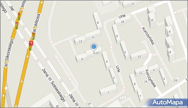 Warszawa, Urle, 7, mapa Warszawy