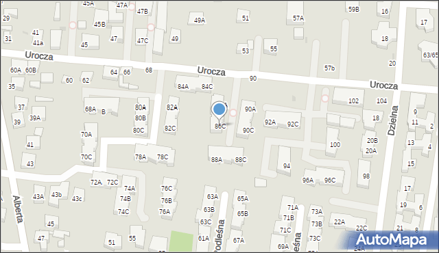 Warszawa, Urocza, 86C, mapa Warszawy