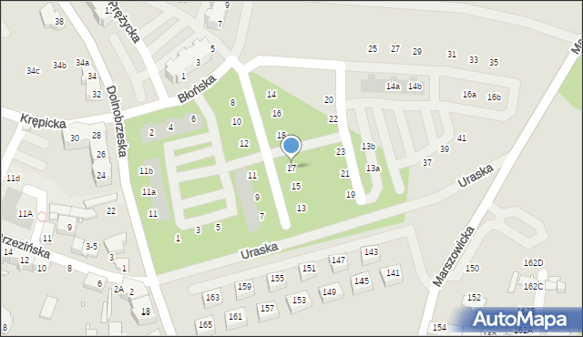 Wrocław, Uraska, 17, mapa Wrocławia