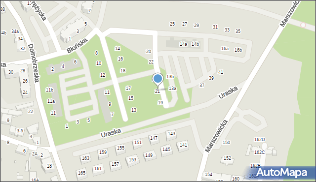 Wrocław, Uraska, 21, mapa Wrocławia