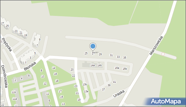 Wrocław, Uraska, 27, mapa Wrocławia