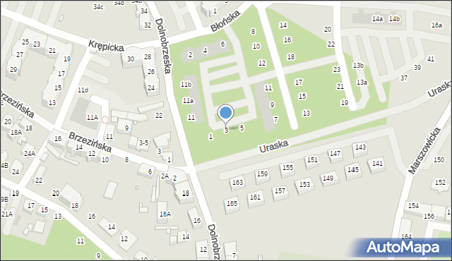 Wrocław, Uraska, 3, mapa Wrocławia