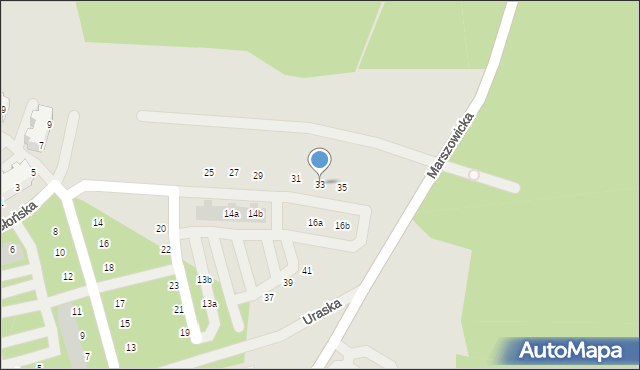 Wrocław, Uraska, 33, mapa Wrocławia