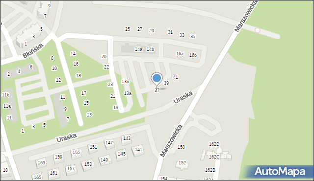 Wrocław, Uraska, 37, mapa Wrocławia