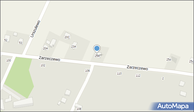 Zarzeczewo, Urszulewo, 25A, mapa Zarzeczewo