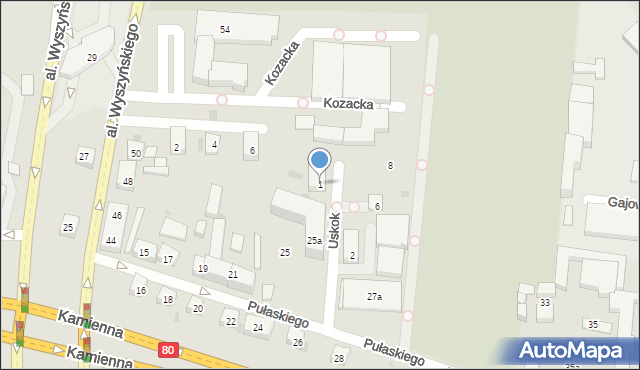 Bydgoszcz, Uskok, 1, mapa Bydgoszczy