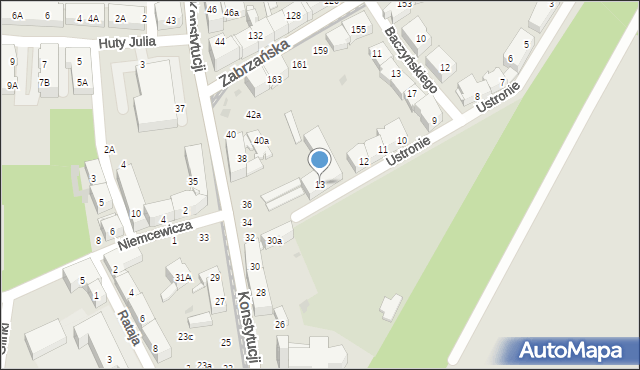 Bytom, Ustronie, 13, mapa Bytomia