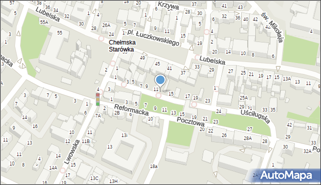 Chełm, Uściługska, 13, mapa Chełma