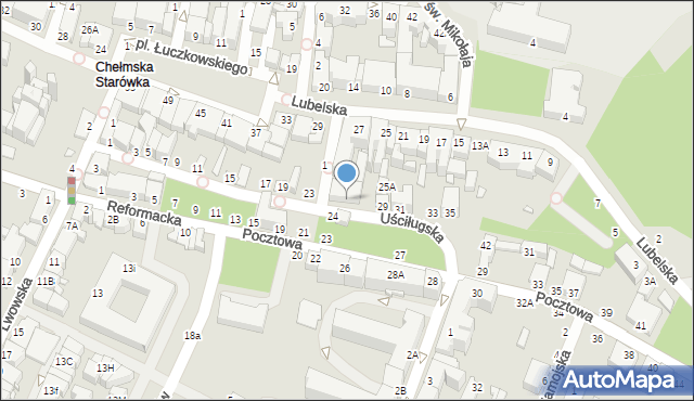 Chełm, Uściługska, 25, mapa Chełma