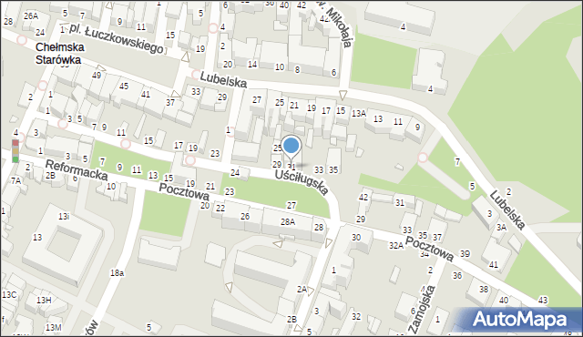 Chełm, Uściługska, 31, mapa Chełma