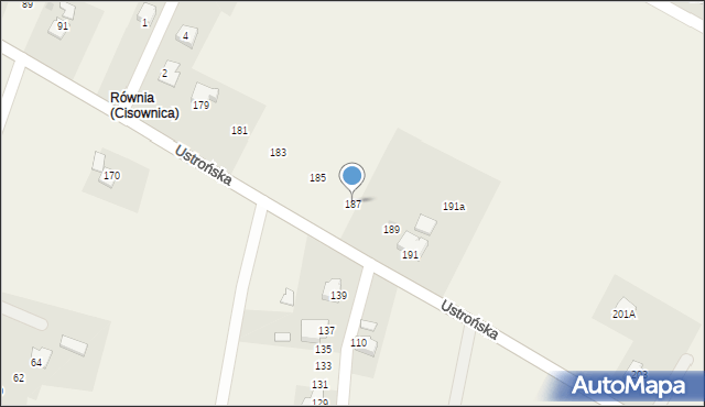 Cisownica, Ustrońska, 187, mapa Cisownica