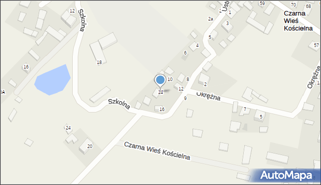 Czarna Wieś Kościelna, Ustronie, 14, mapa Czarna Wieś Kościelna