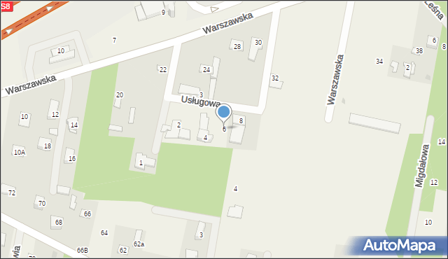 Huta Żabiowolska, Usługowa, 6, mapa Huta Żabiowolska