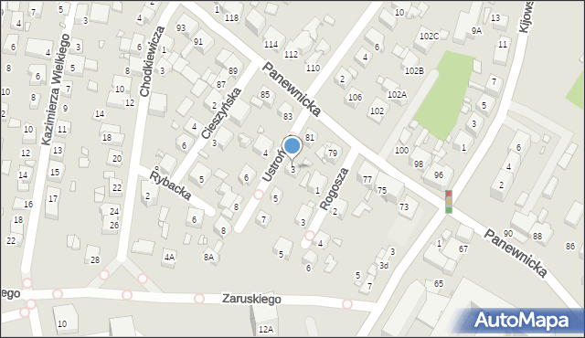 Katowice, Ustrońska, 3, mapa Katowic