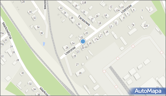 Kielce, Ustronie, 21, mapa Kielc