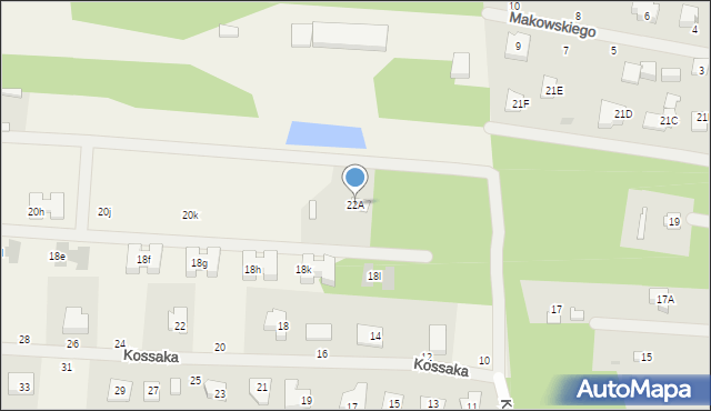 Kozery, Ustronna, 22A, mapa Kozery