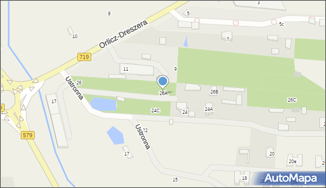 Kozery, Ustronna, 26A, mapa Kozery