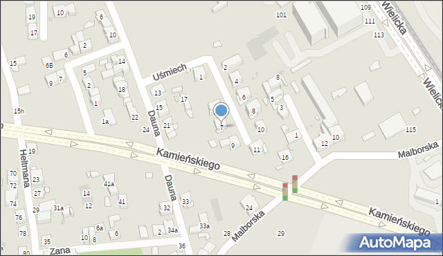 Kraków, Uśmiech, 7, mapa Krakowa