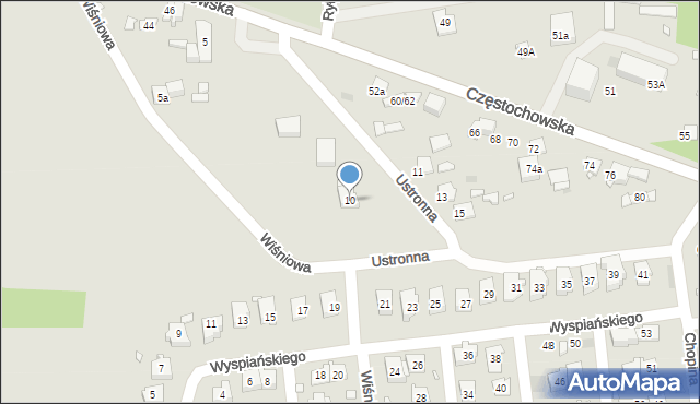 Krzepice, Ustronna, 10, mapa Krzepice