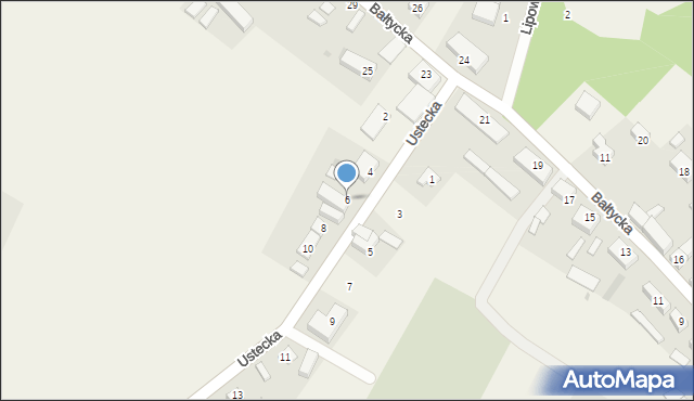 Objazda, Ustecka, 6, mapa Objazda