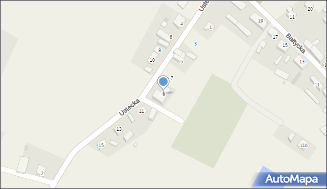 Objazda, Ustecka, 9, mapa Objazda