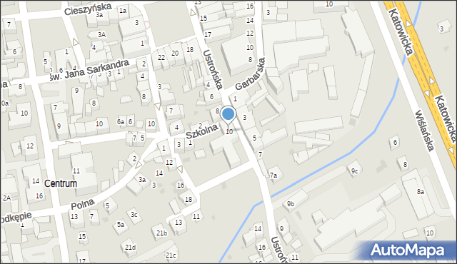 Skoczów, Ustrońska, 10, mapa Skoczów