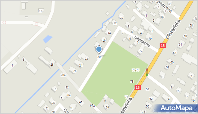 Toruń, Uśmiechu, 20, mapa Torunia