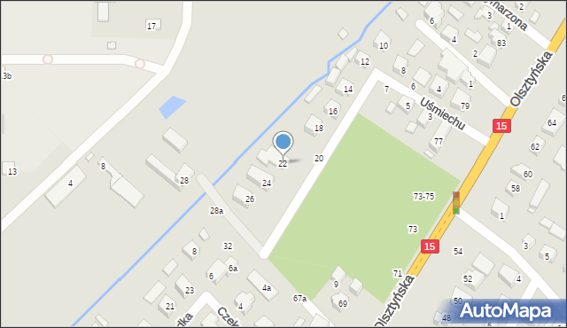 Toruń, Uśmiechu, 22, mapa Torunia