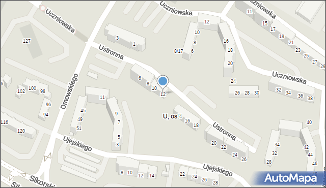 Tychy, Ustronna, 12, mapa Tychów